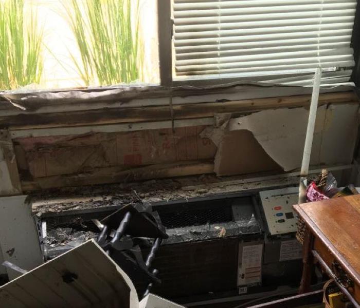 Air conditioner that had caught fire